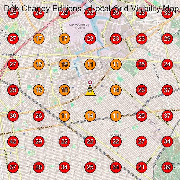 Deb Chaney Editions GeoGrid visibility map for Photography Class in Brooklyn
